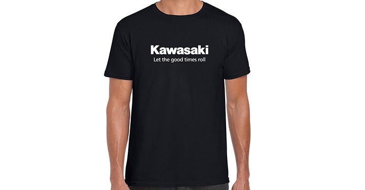 T-Shirt Kawasaki Let the good times roll, Noir detail photo 1