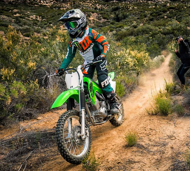 Image of 2021 KLX140R in action