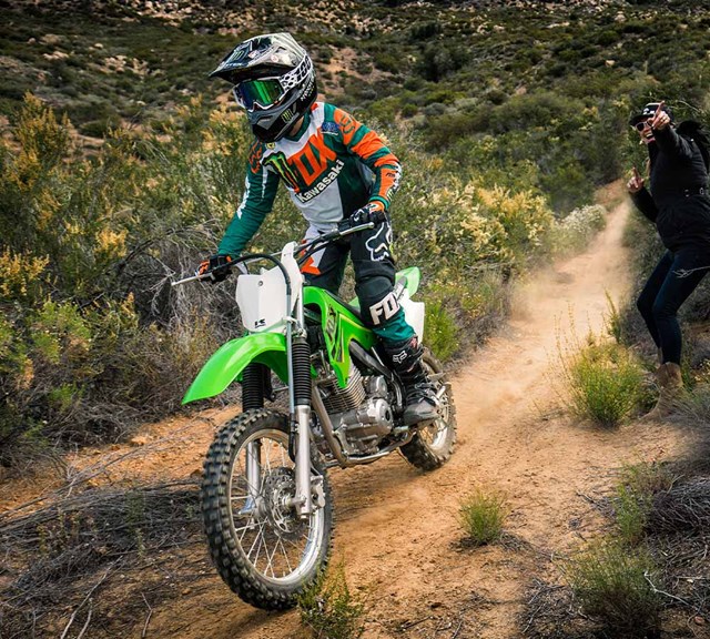 Image of 2022 KLX140R in action