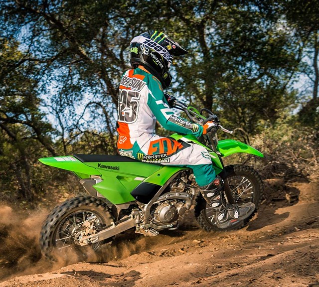 Image of 2025 KLX140R in action