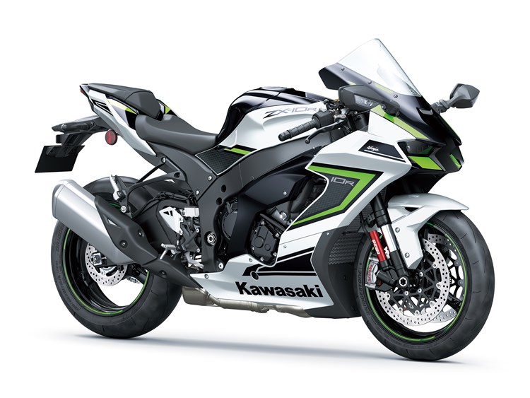 2023 Ninja ZX-10R: Pearl Robotic White with Metallic Diablo Black