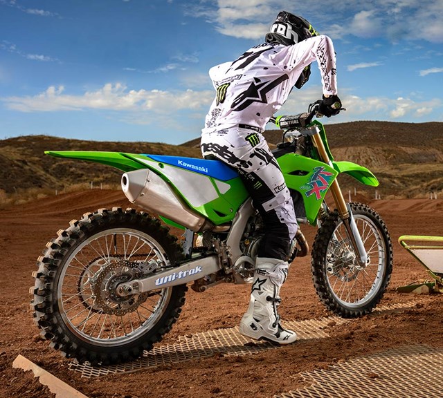 Image of 2024 KX450 50TH ANNIVERSARY EDITION in action