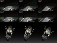 Motorcycle cornering lights on and off