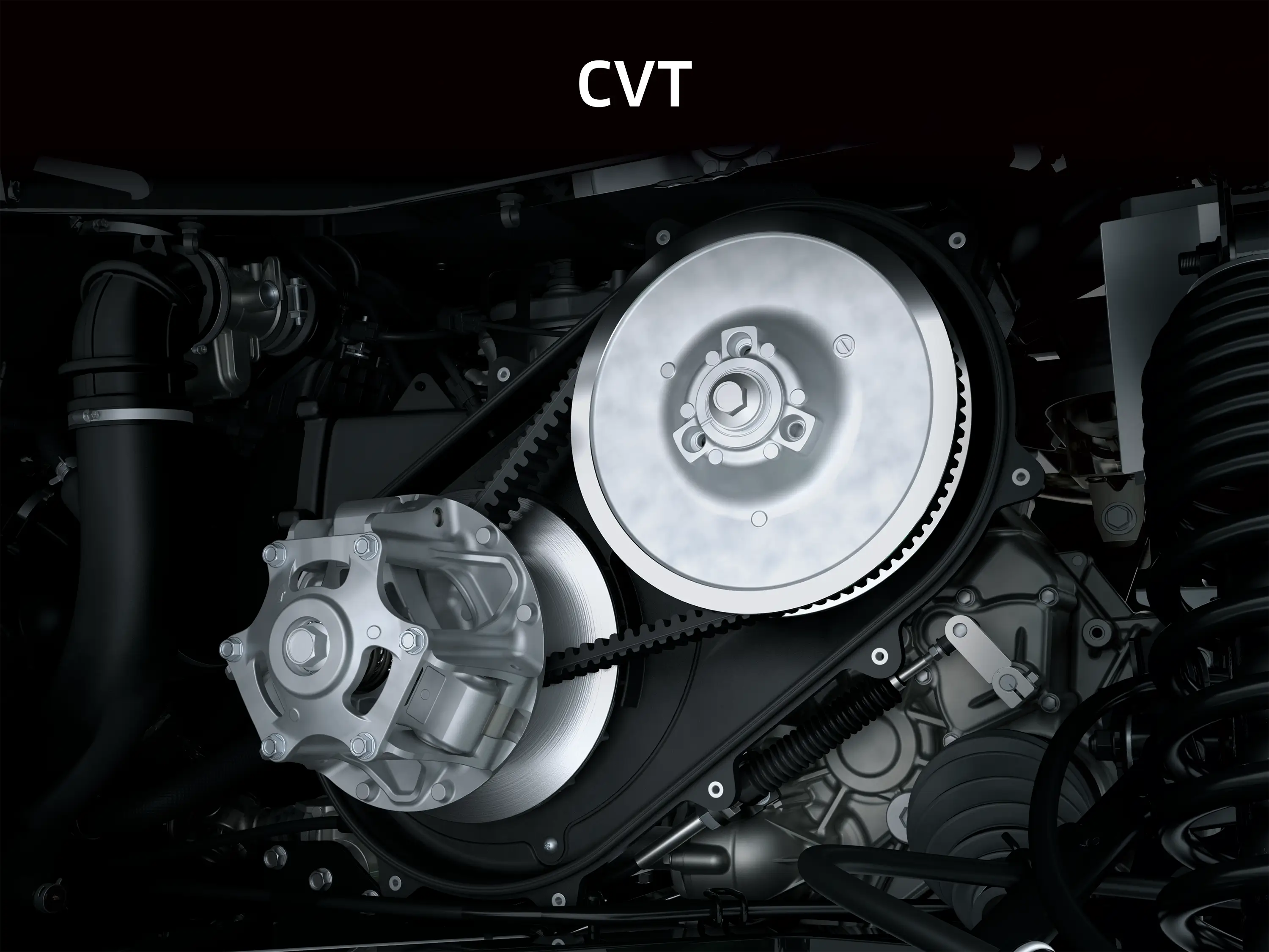 Graphic treatment of side x side CVT.