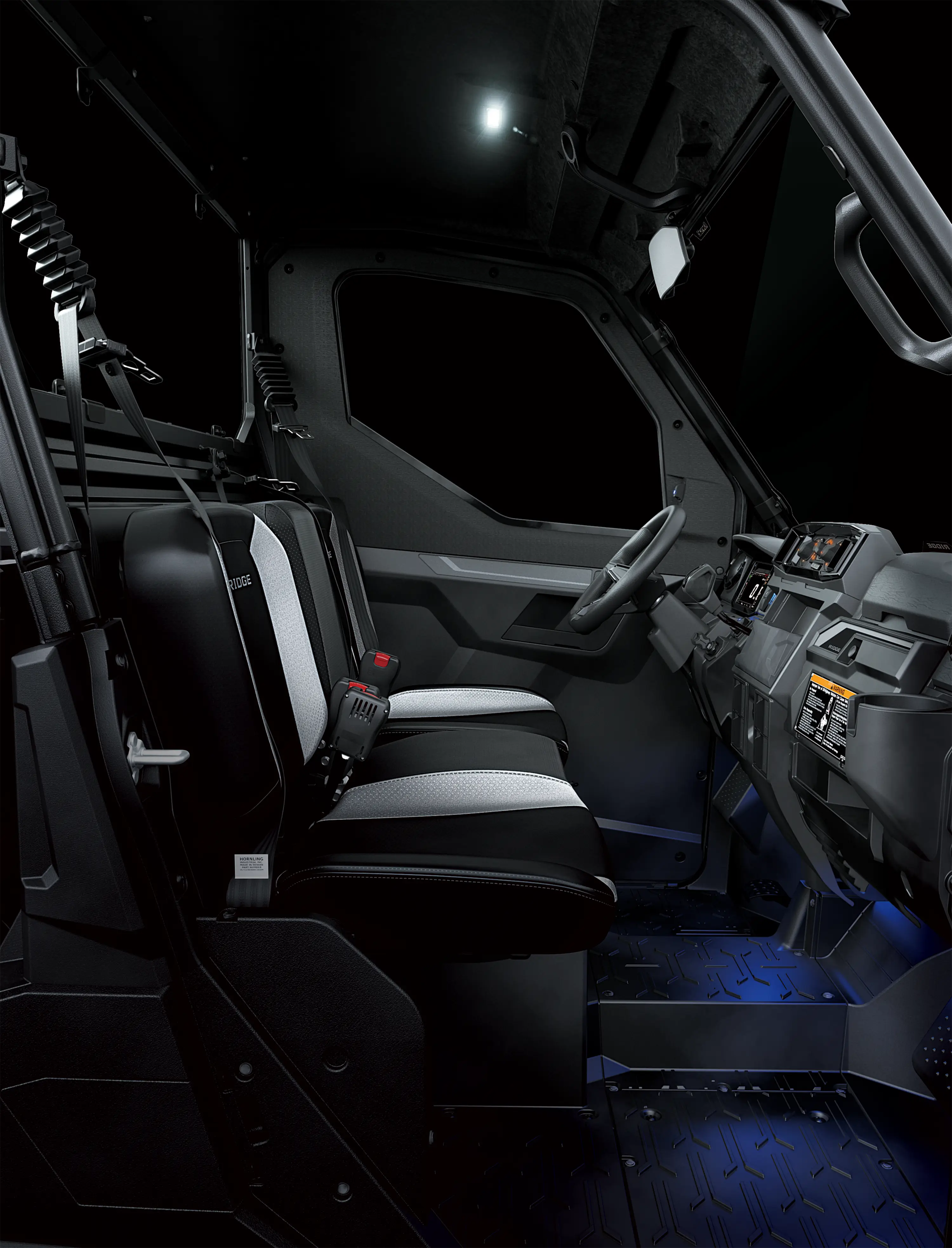 Front seat side view in a side x side.
