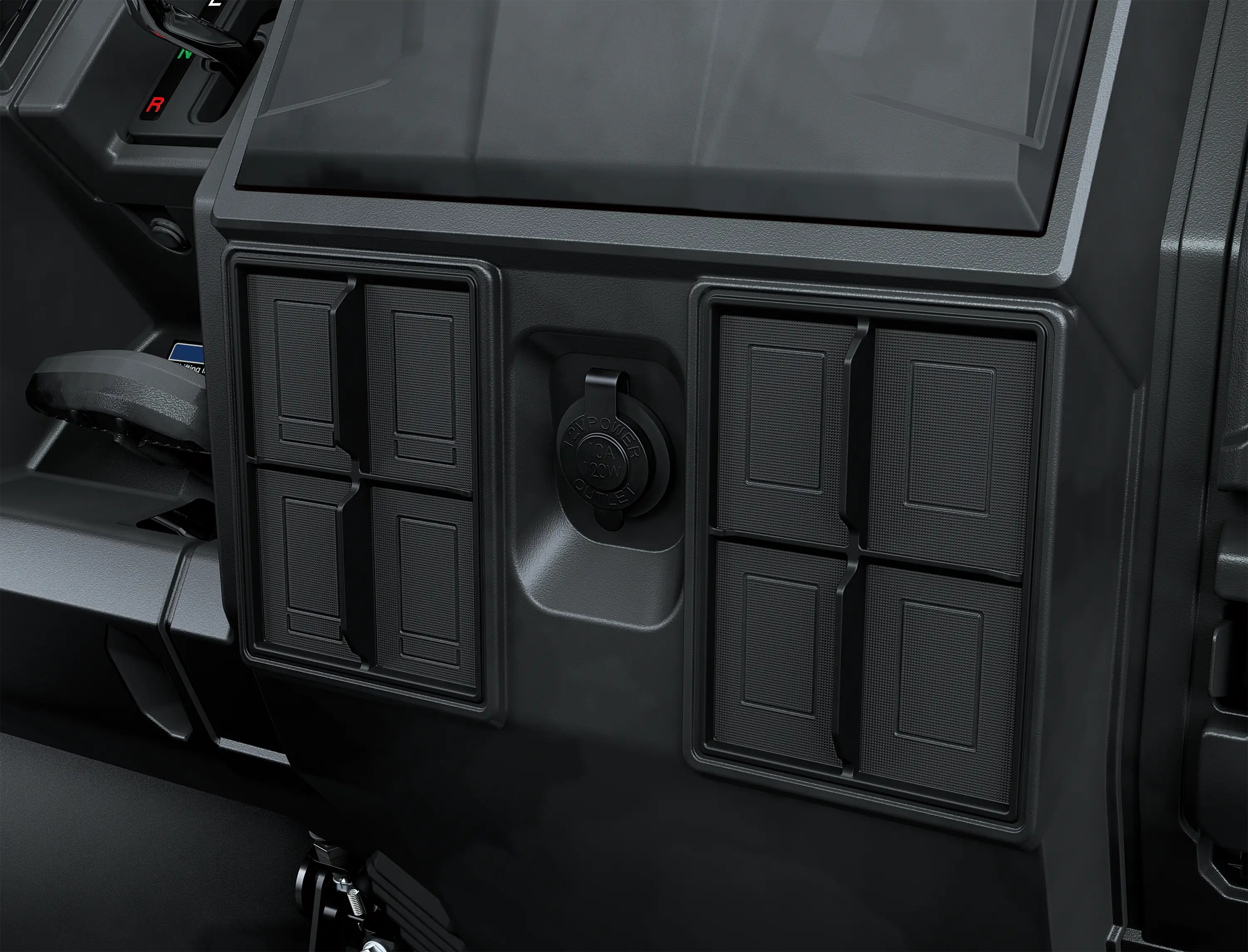 Close-up on a side x side interior.