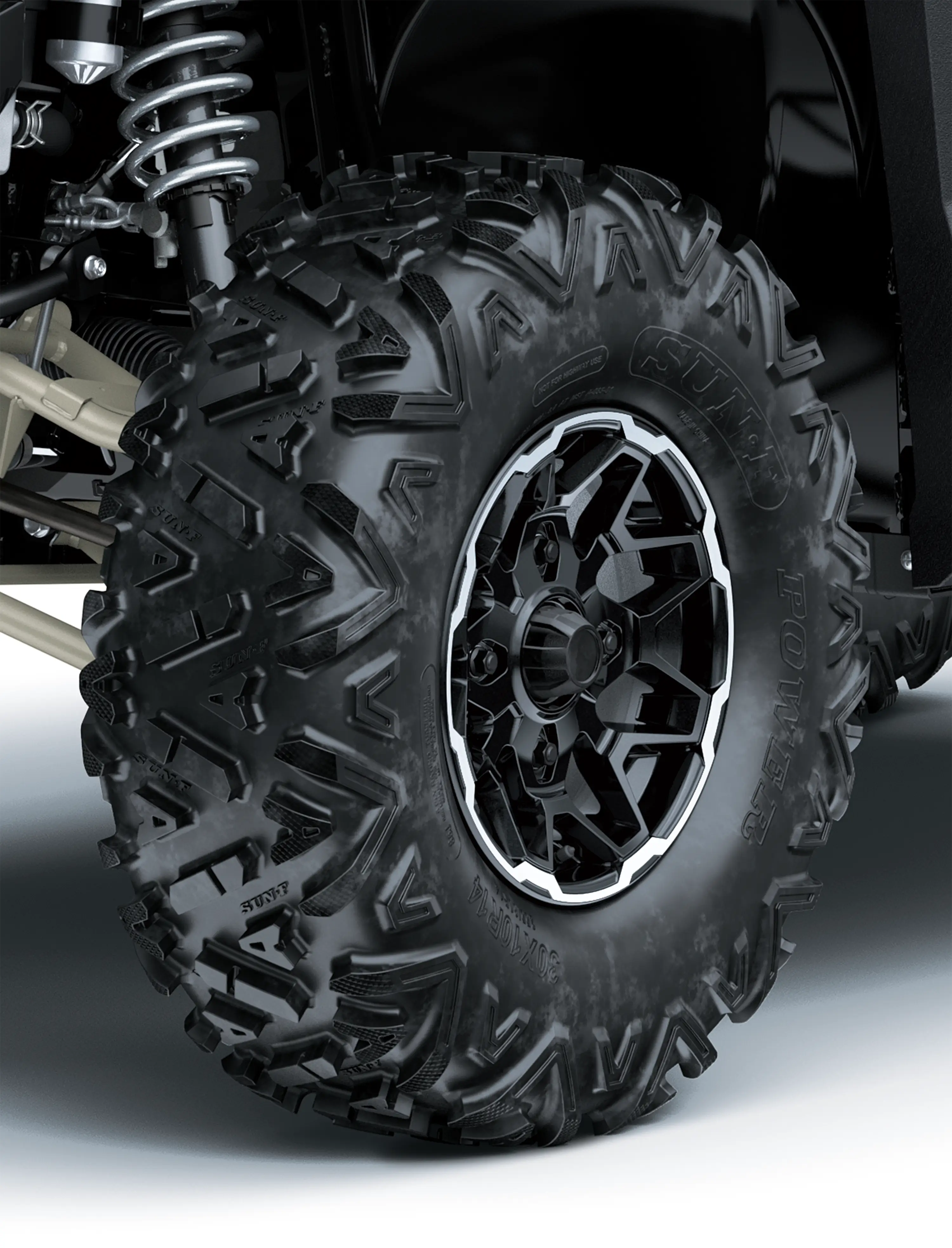 Close-up of side x side tire.