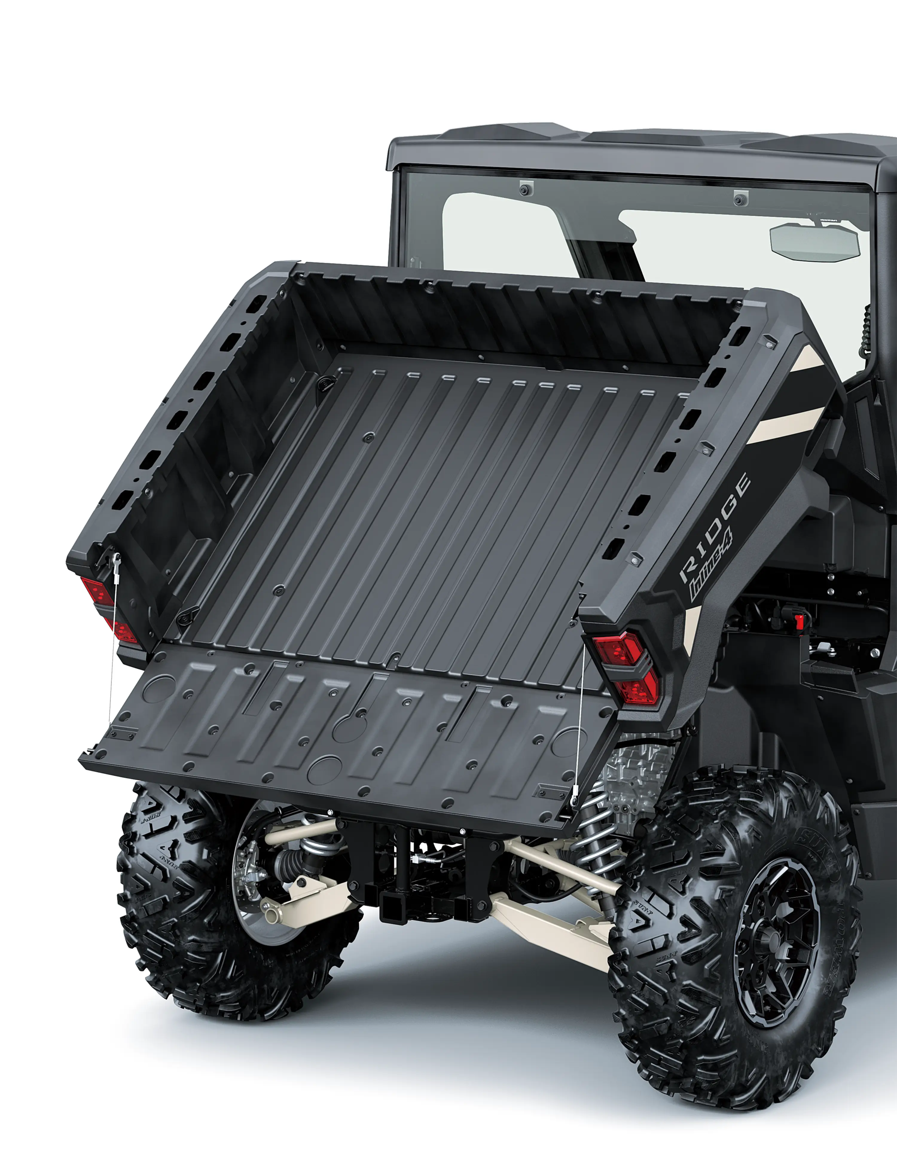 Tilting cargo bed of side x side.