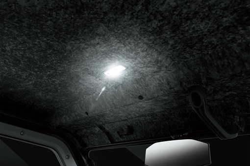 Overhead light on the ceiling of a side x side. opens in a new window