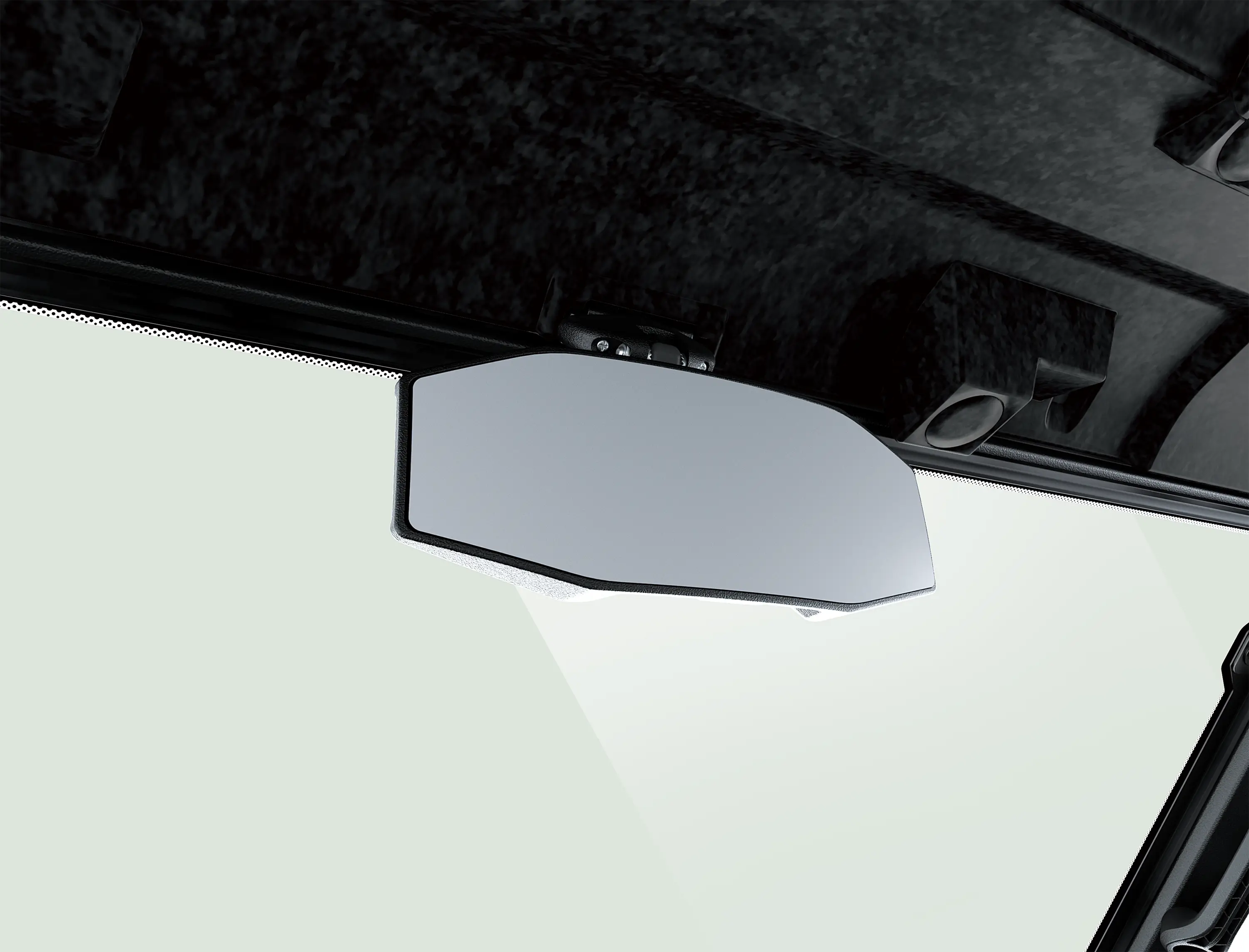 Rearview mirror inside of a side x side.