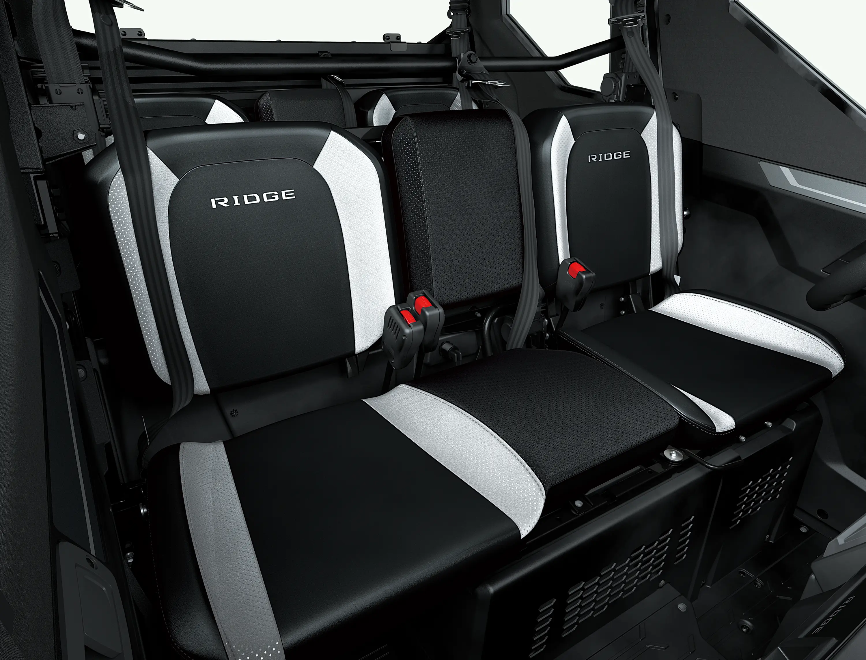 Rear seats in a side x side.