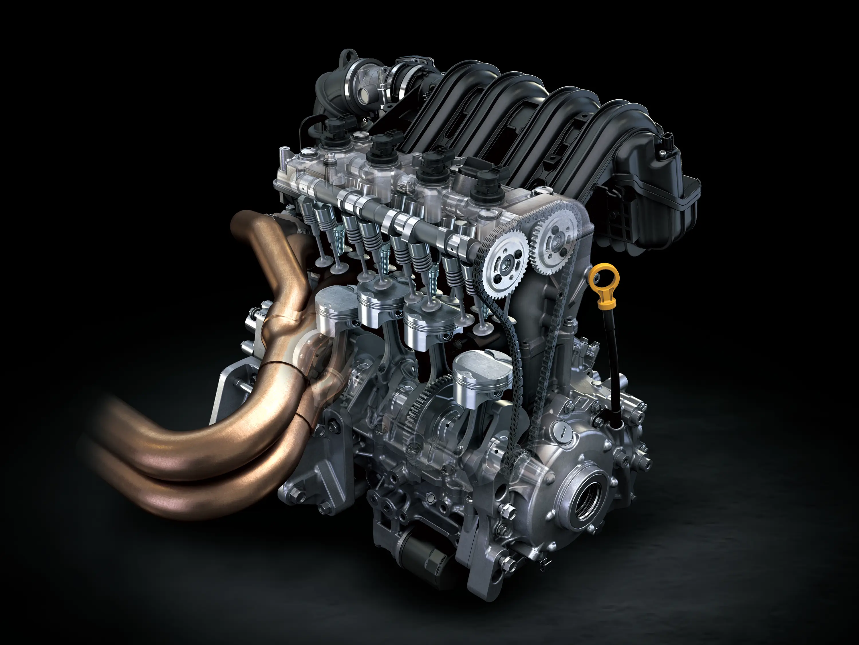 Graphic treatment of side x side engine.