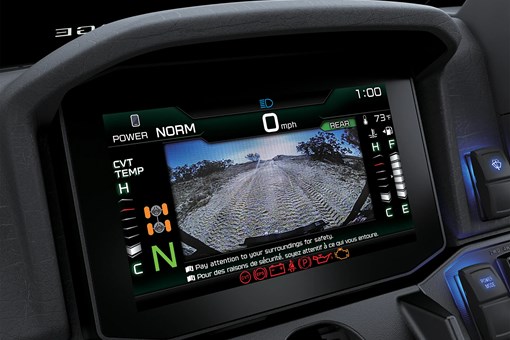 Close-up on a side x side rearview camera. opens in a new window
