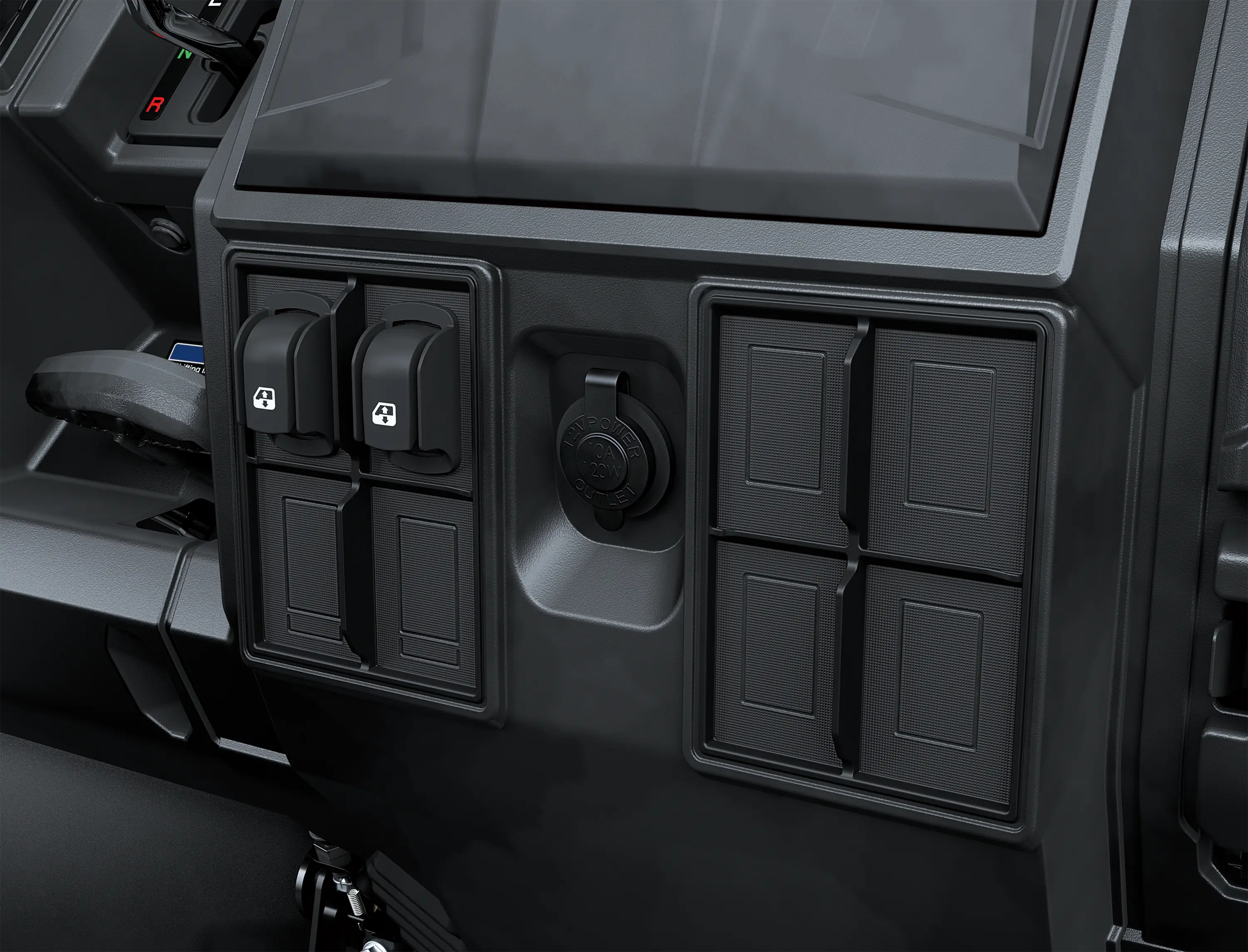 Close-up on a side x side interior.