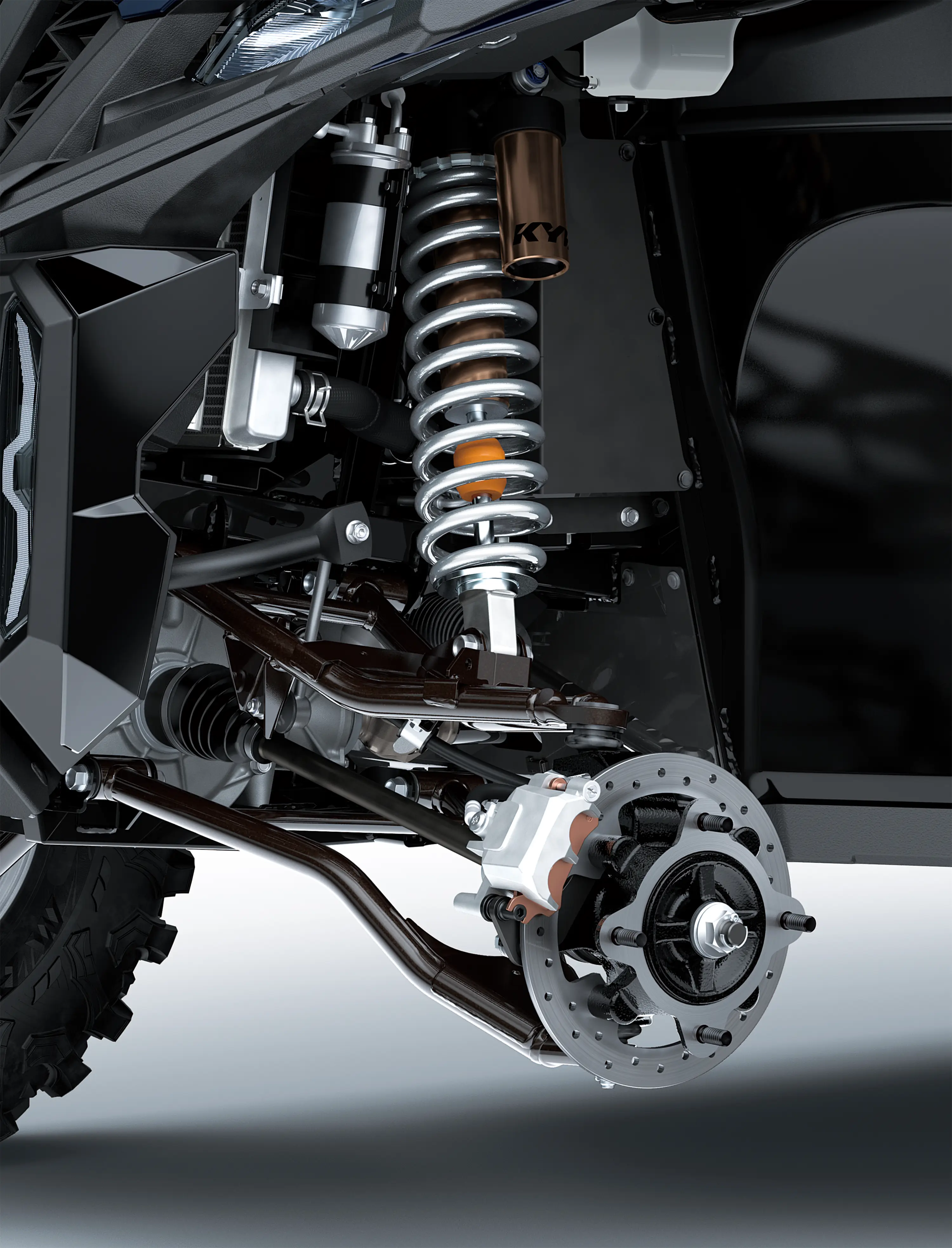 Suspension close-up on a side x side.