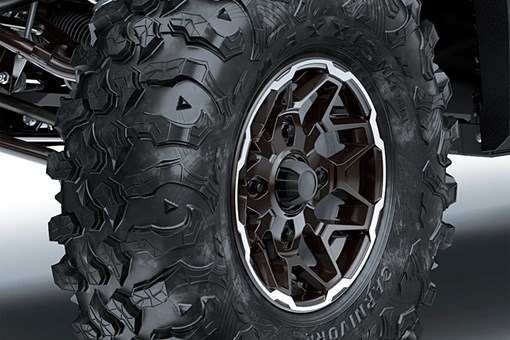 Close-up of side x side tire. opens in a new window