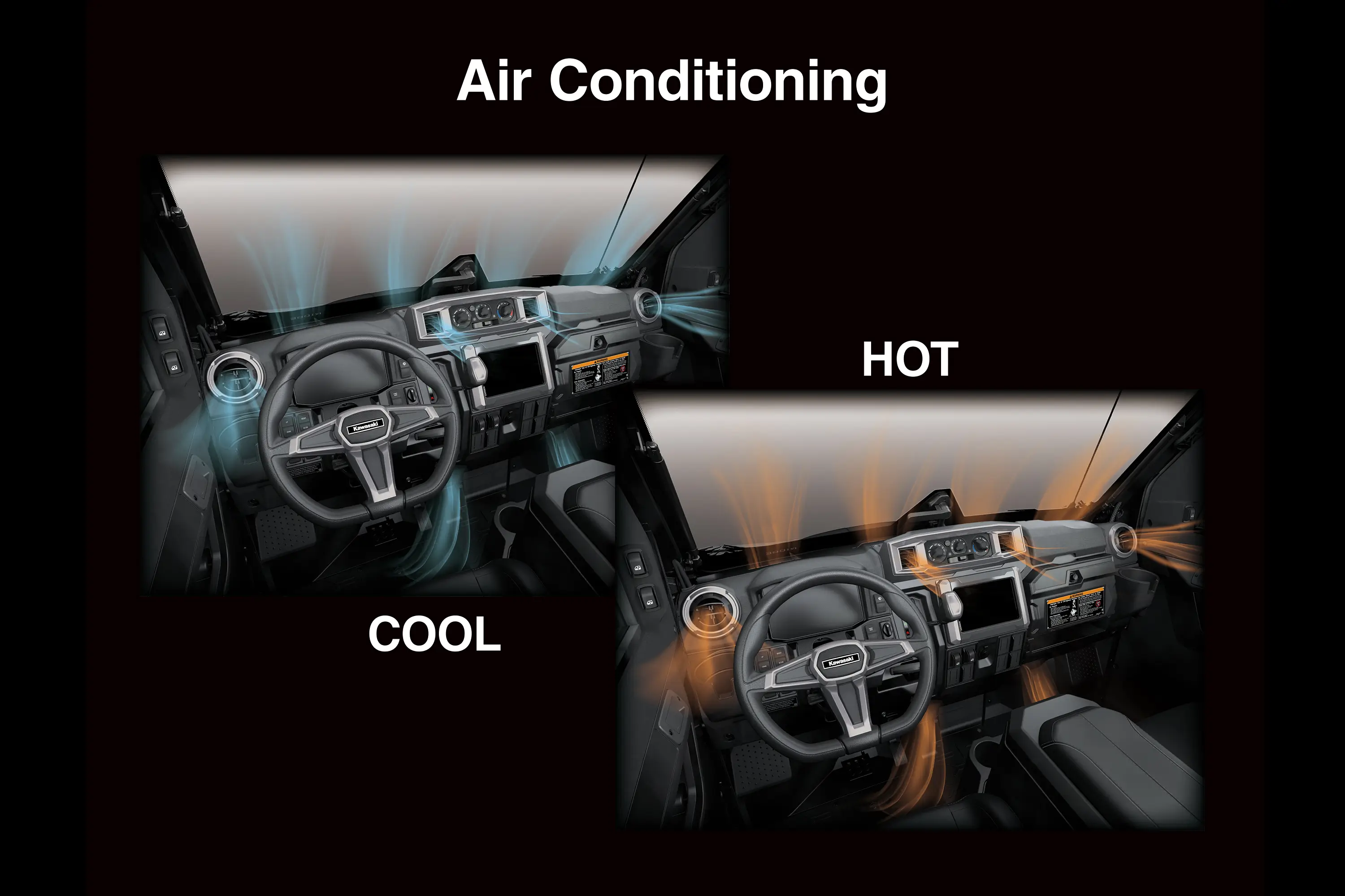 Graphic treatment of air conditioning in a side x side.