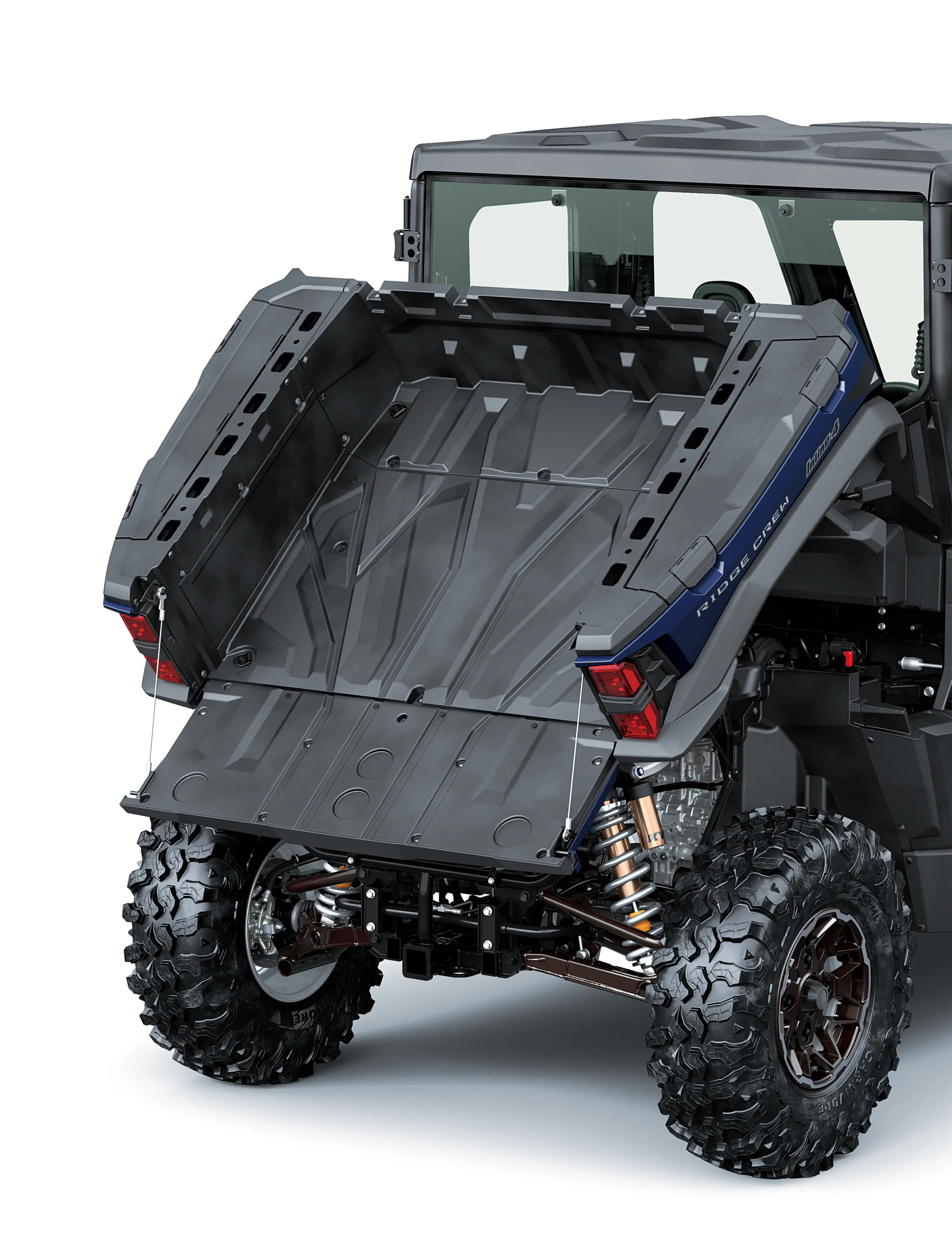 Tilting cargo bed of side x side.