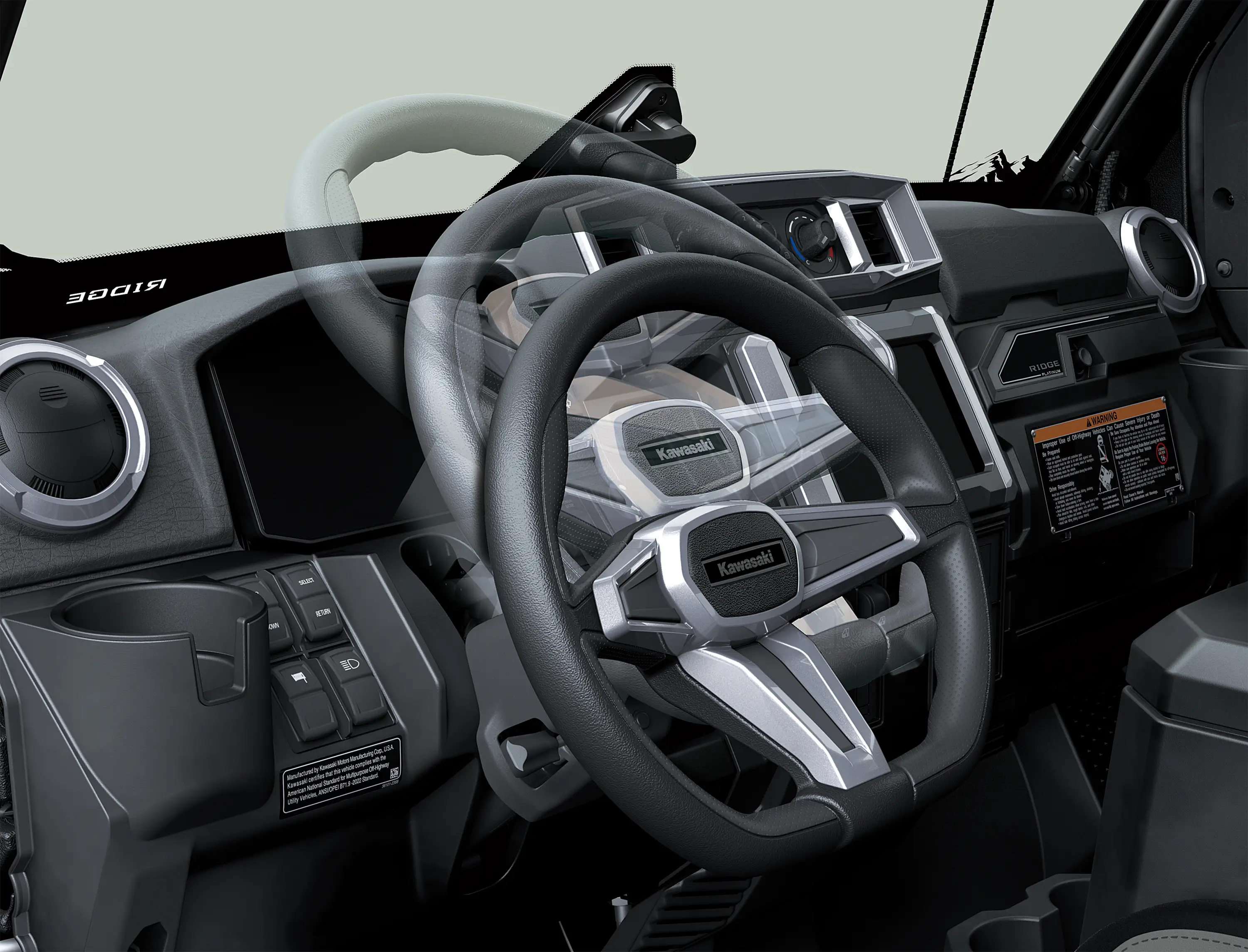 Tilting steering wheel on a side x side.