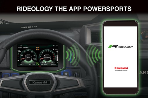 Graphic treatment of a side x side RIDEOLOGY THE APP POWERSPORTS. opens in a new window