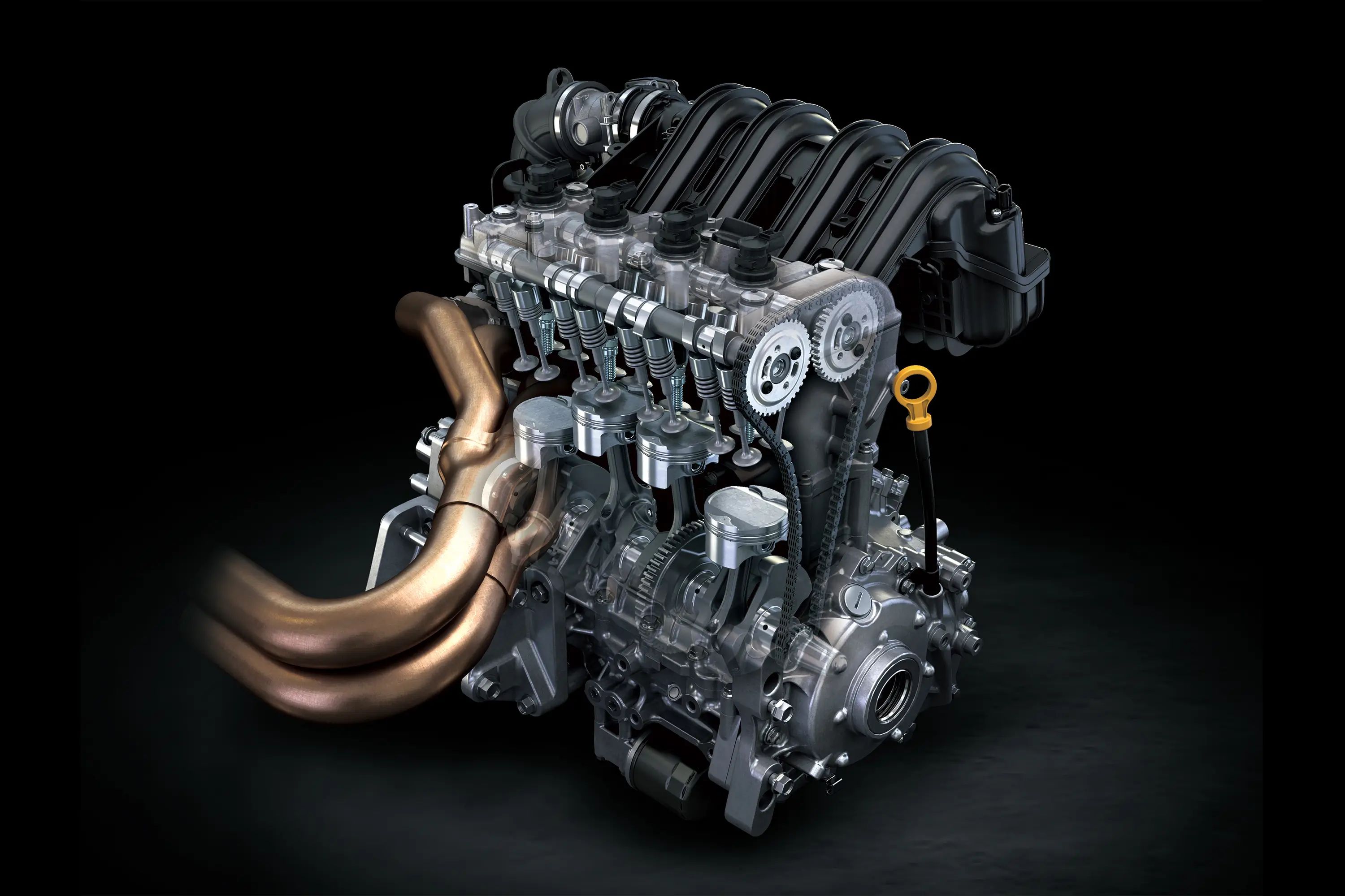 Graphic treatment of side x side engine.