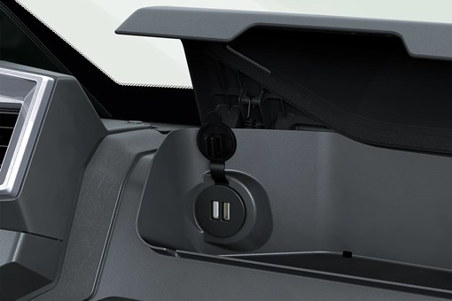 Close-up on a side x side interior storage compartment. opens in a new window