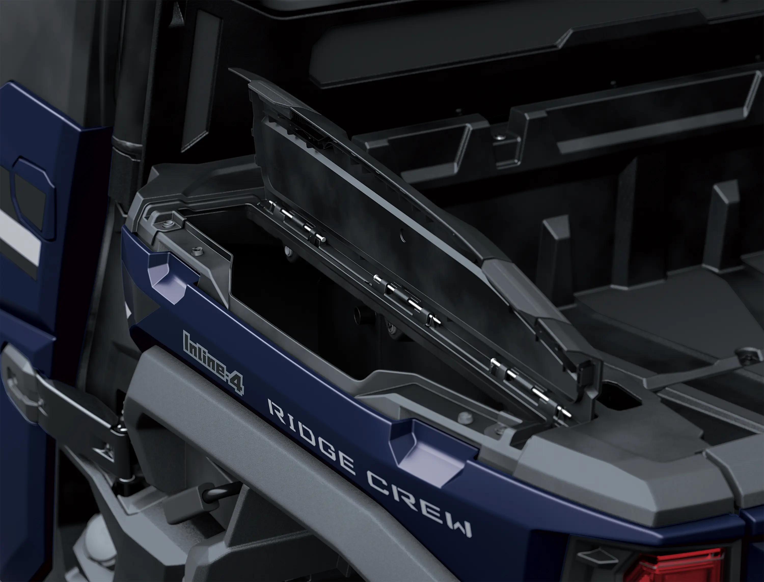 Close-up on a cargo bed of a side x side.