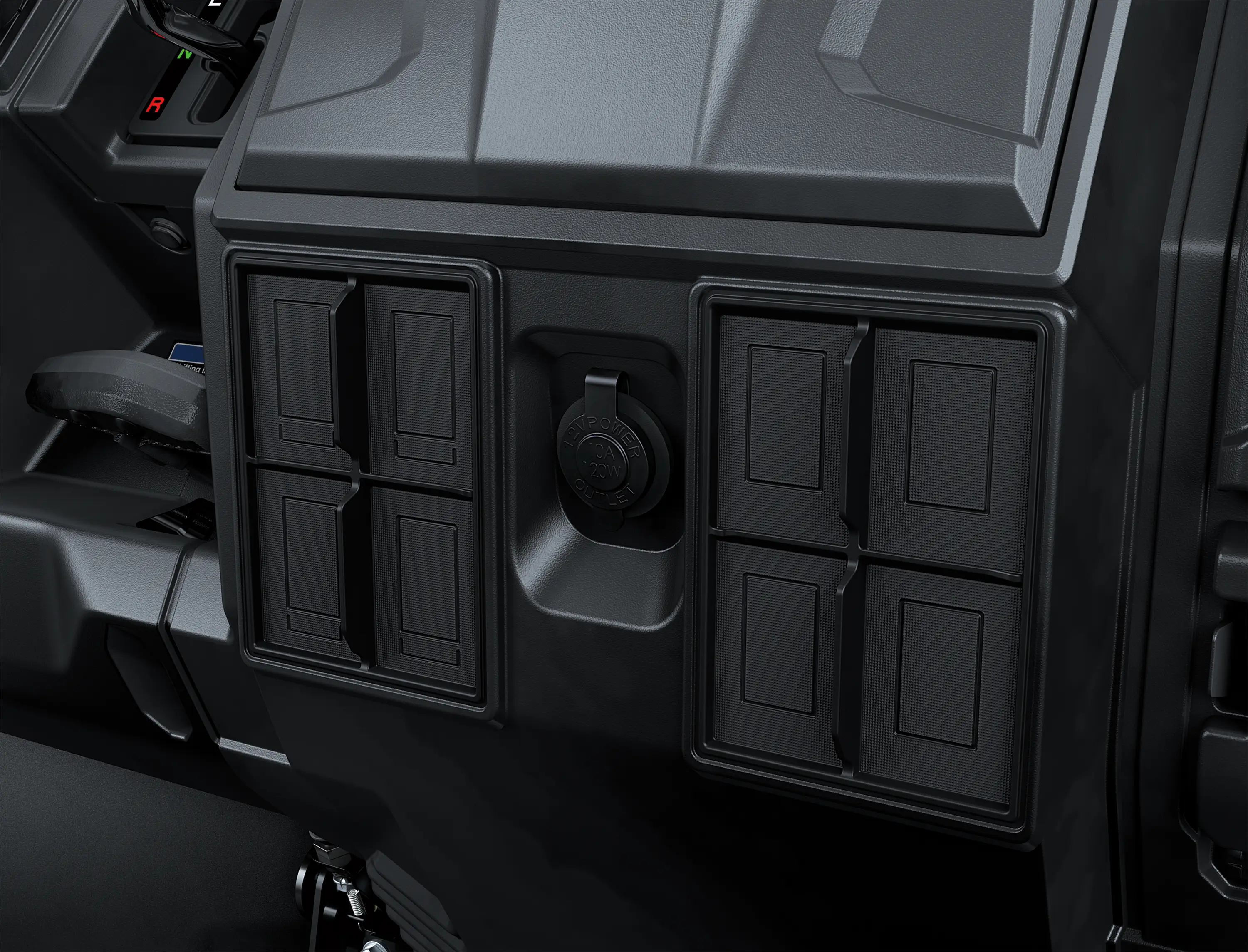 Close-up on a side x side interior.