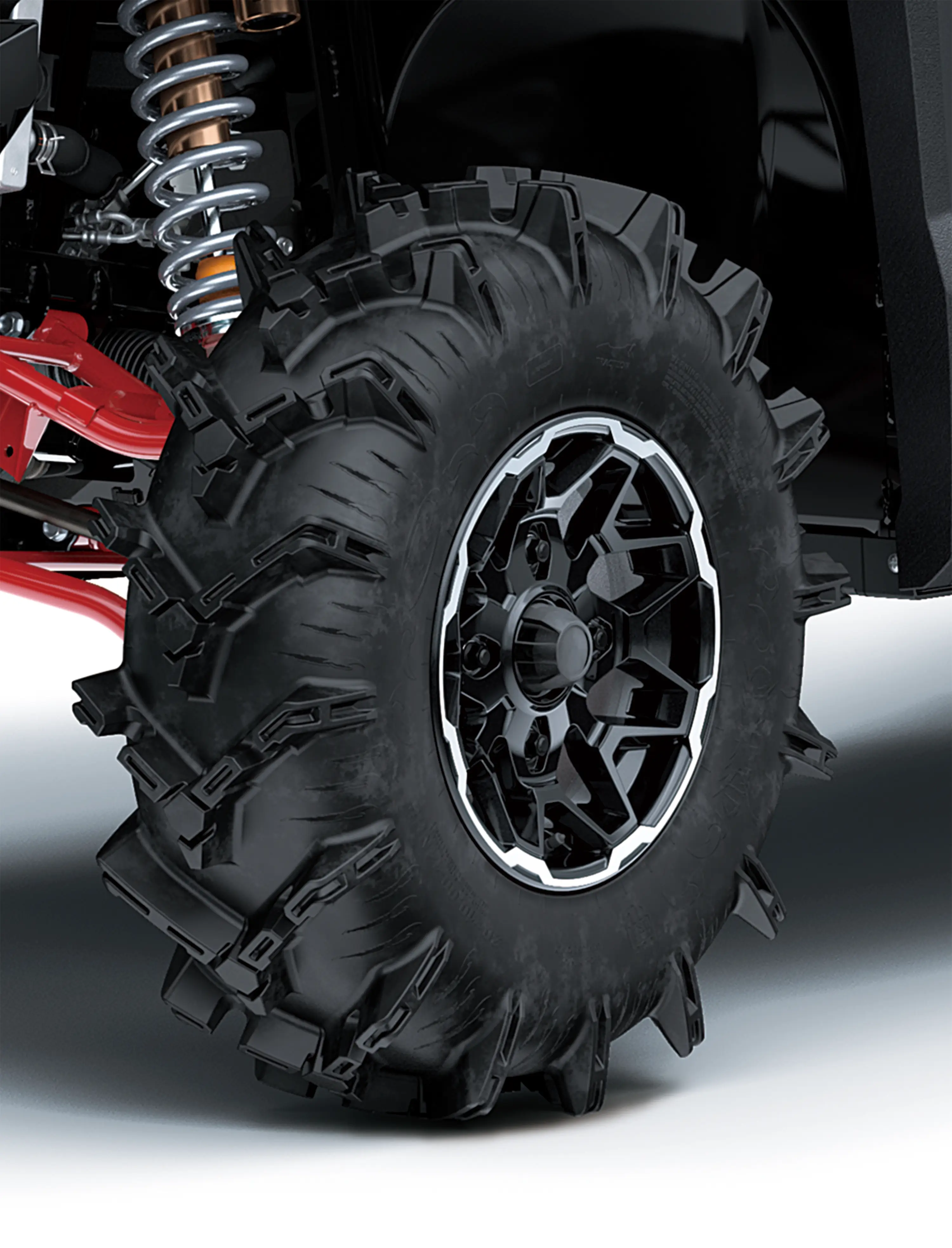 Close-up of side x side tire.