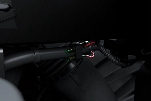 Close-up on a side x side suspension. opens in a new window