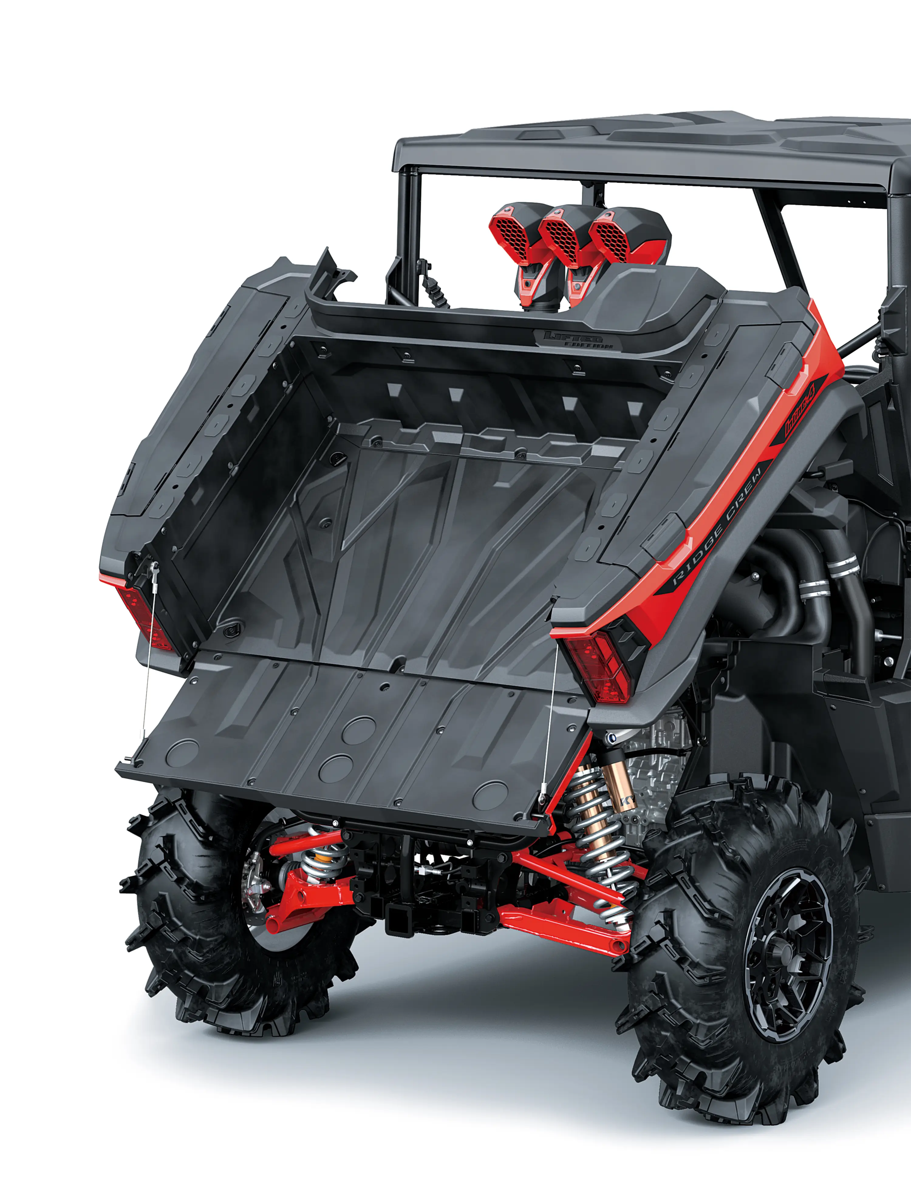 Tilting cargo bed of side x side.