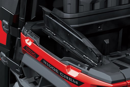 Close-up of cargo bed of a side x side. opens in a new window