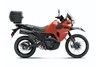 Profile angle of a motorcycle placed in a white studio background