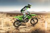 Profile angle of a person riding a motorcycle off-road.