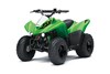 Three-quarter front angle of a green ATV with a white studio background.