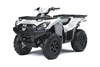 Three-quarter front angle of a white ATV with a white studio background.