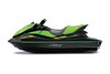 Profile angle of a green and black Jet Ski with a white studio background.