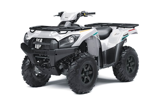 Three-quarter front angle of a white ATV staged in a white studio background. opens in a new window