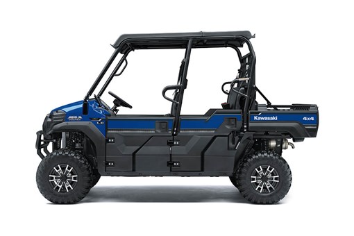 Profile angle of a blue side x side staged in a white studio background. opens in a new window