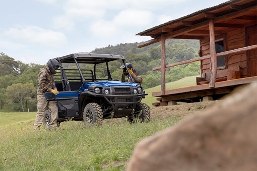Three-quarter front angle of a side x side off-road. opens in a new window