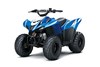 Three-quarter front angle of a blue ATV staged in a white studio background.