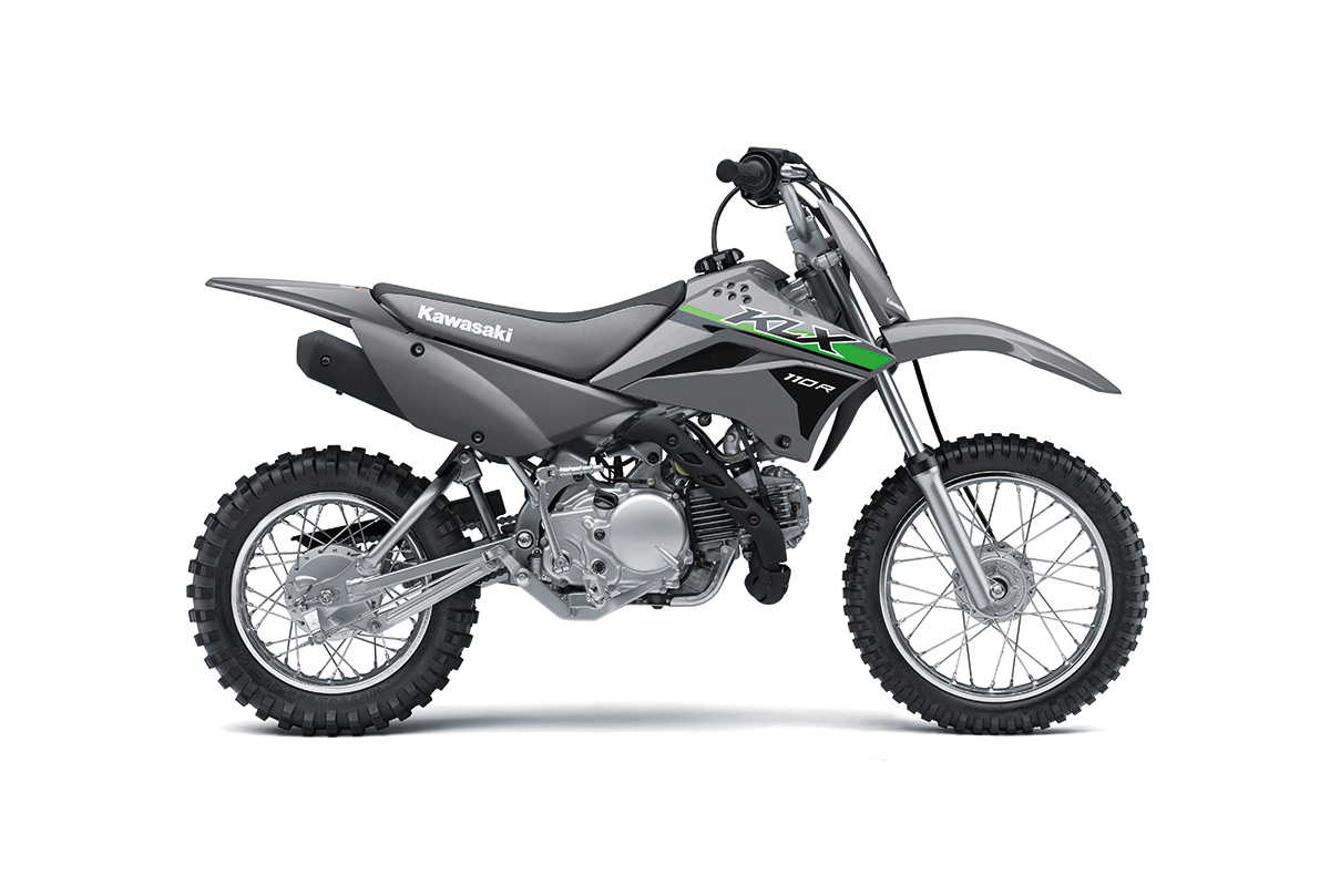 Profile angle of a motorcycle staged in a white studio background.