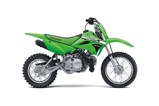 Profile angle of a green motorcycle staged in a white studio background. opens in a new window