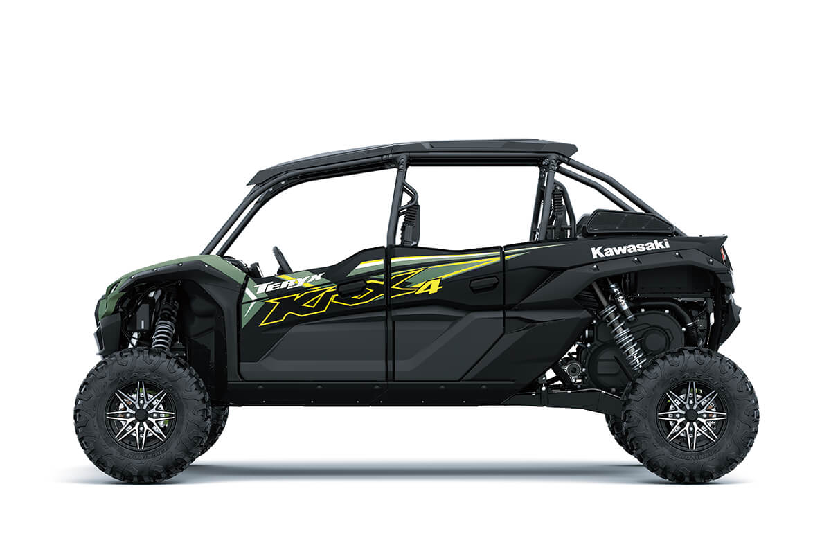 Profile angle of a side x side staged in a white studio background.