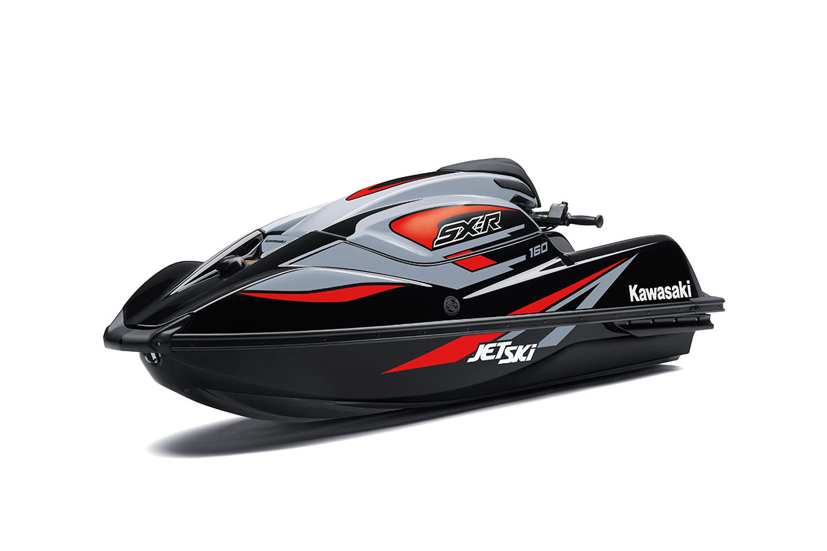 Three-quarter front angle of a personal watercraft staged in a white studio background.