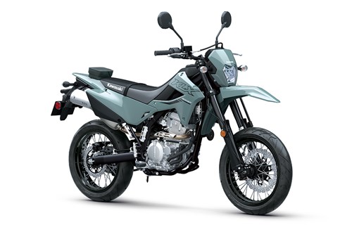 Three-quarter front angle of a motorcycle staged in a white studio background. opens in a new window
