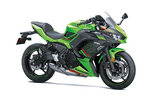 Three-quarter front angle of a motorcycle staged in a white studio background. opens in a new window