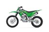 Profile angle of a green motorcycle staged in a white studio background.