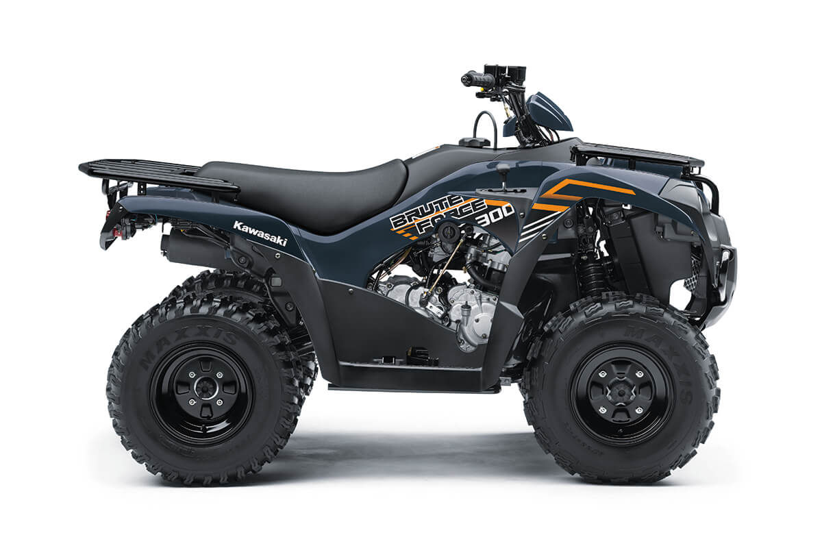 Side angle of an ATV staged in a white studio background.