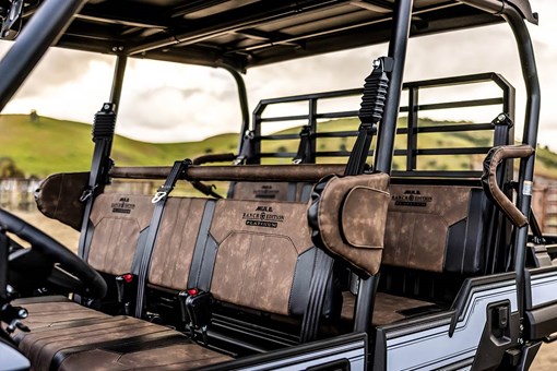 Three-quarter front angle of the front seat of a parked side x side off-road. opens in a new window